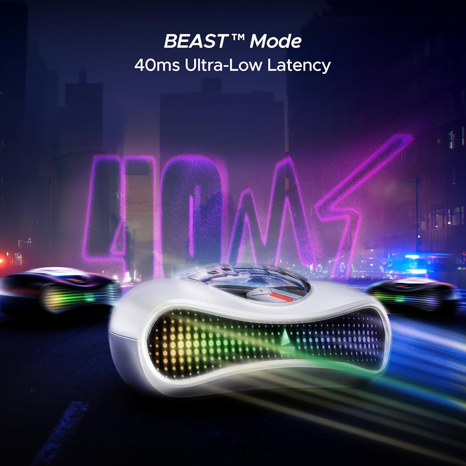 Bluetooth Wireless Earbuds boAt Airdopes Drift TWS Earbuds w/ 40hrs Playback, Beast Mode with 40ms Latency, 4 Mics with ENx, Car-Shaped ID with RGB LEDs, ASAP Charge, IWP Tech, BT v5.4 & IPX4 Resistance