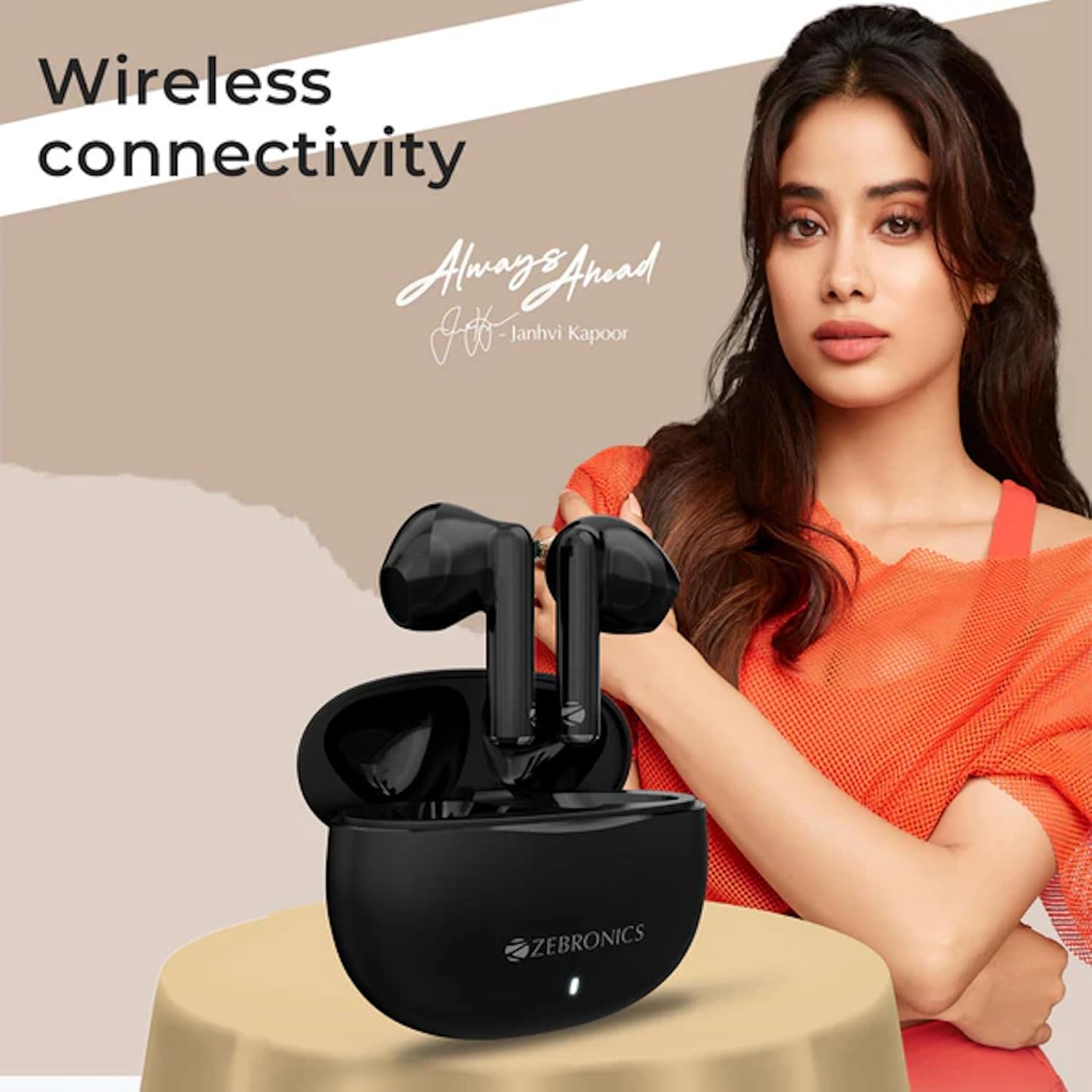 Wireless Bluetooth Earbuds ZEBRONICS Zeb Jiggle Wireless Stereo Sound 13MM Driver 30h Battery Life Black