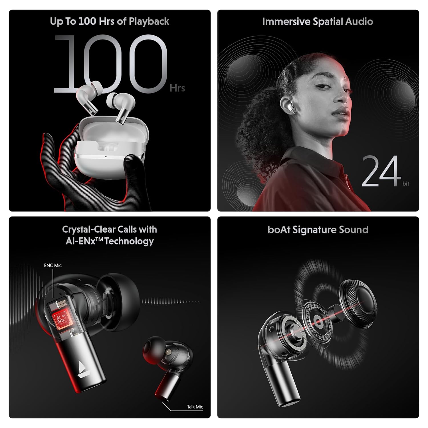 boAt Wireless Earbud boAt Airdopes Ultra Pro (2025 Launch), 100Hrs Battery, Dual Pairing, Spatial Audio, App Support, Fast Charge, 4Mics ENx, v5.3 Bluetooth Earbuds, TWS Ear Buds Wireless Earphones 