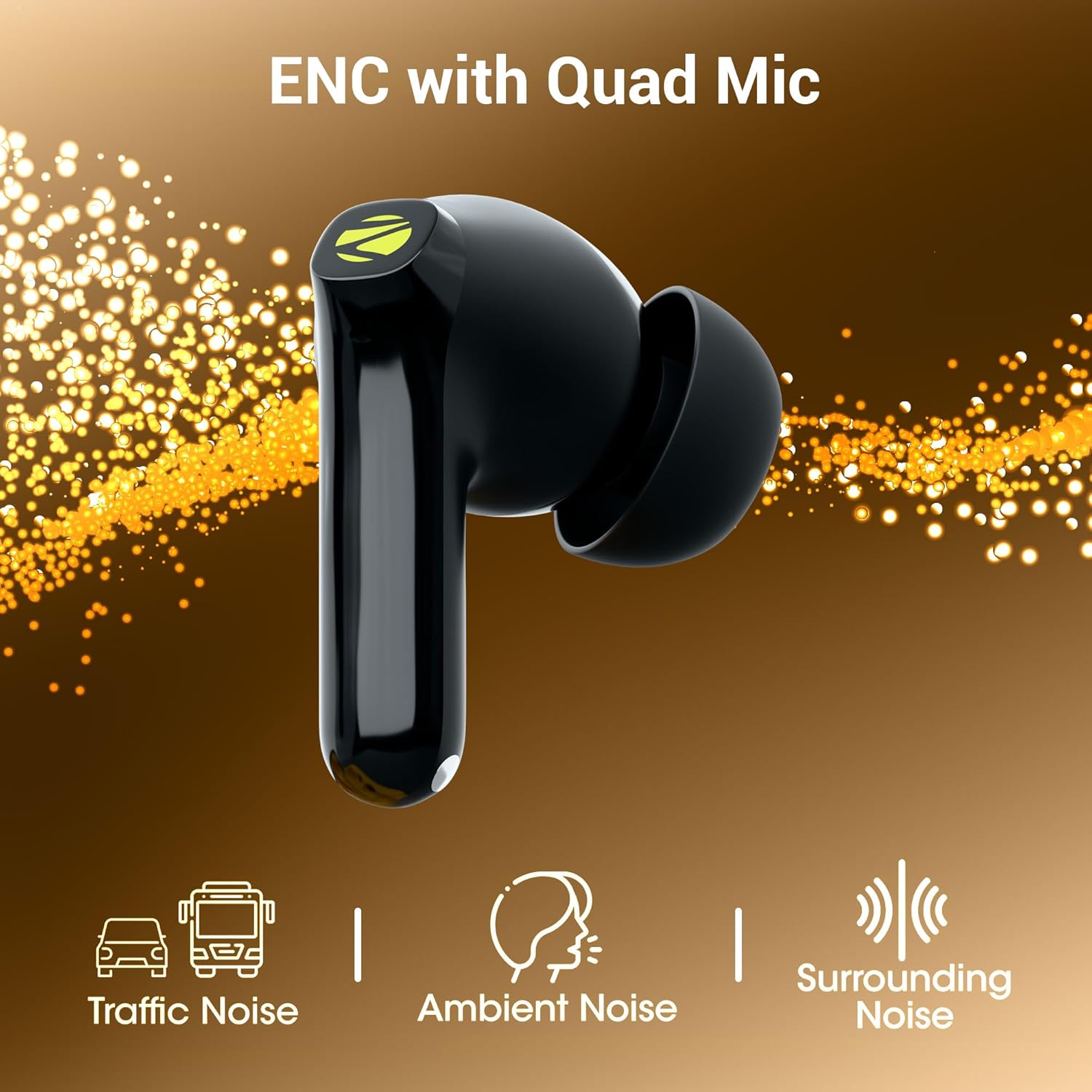 Zebronics Wireless Earbuds Zebronics PODS 141 in Ear Wireless Earbuds, Upto 35 Hrs Backup, Dual EQ, Quad MIC ENC, 10mm Bass Drivers, Rapid Charging, Bluetooth, Dual Pairing, Flash Connect, Low Latency Gaming