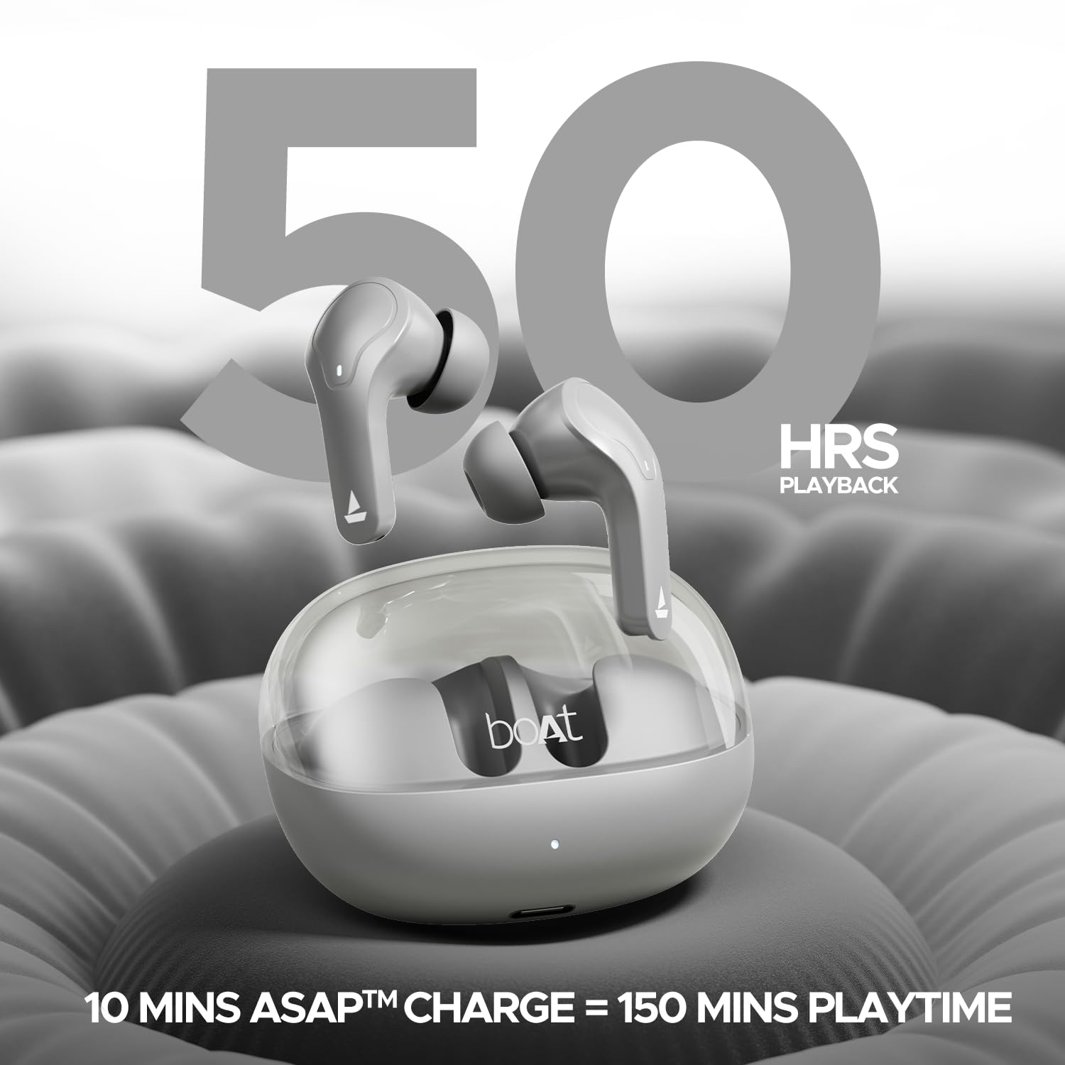 boAt Wireless Earbuds boAt Airdopes 311 Pro, 50HRS Battery, Fast Charge, Dual Mics ENx Tech, Transparent LID, Low Latency, IPX4, IWP Tech, v5.3 Bluetooth Earbuds, TWS Ear Buds Wireless Earphones 