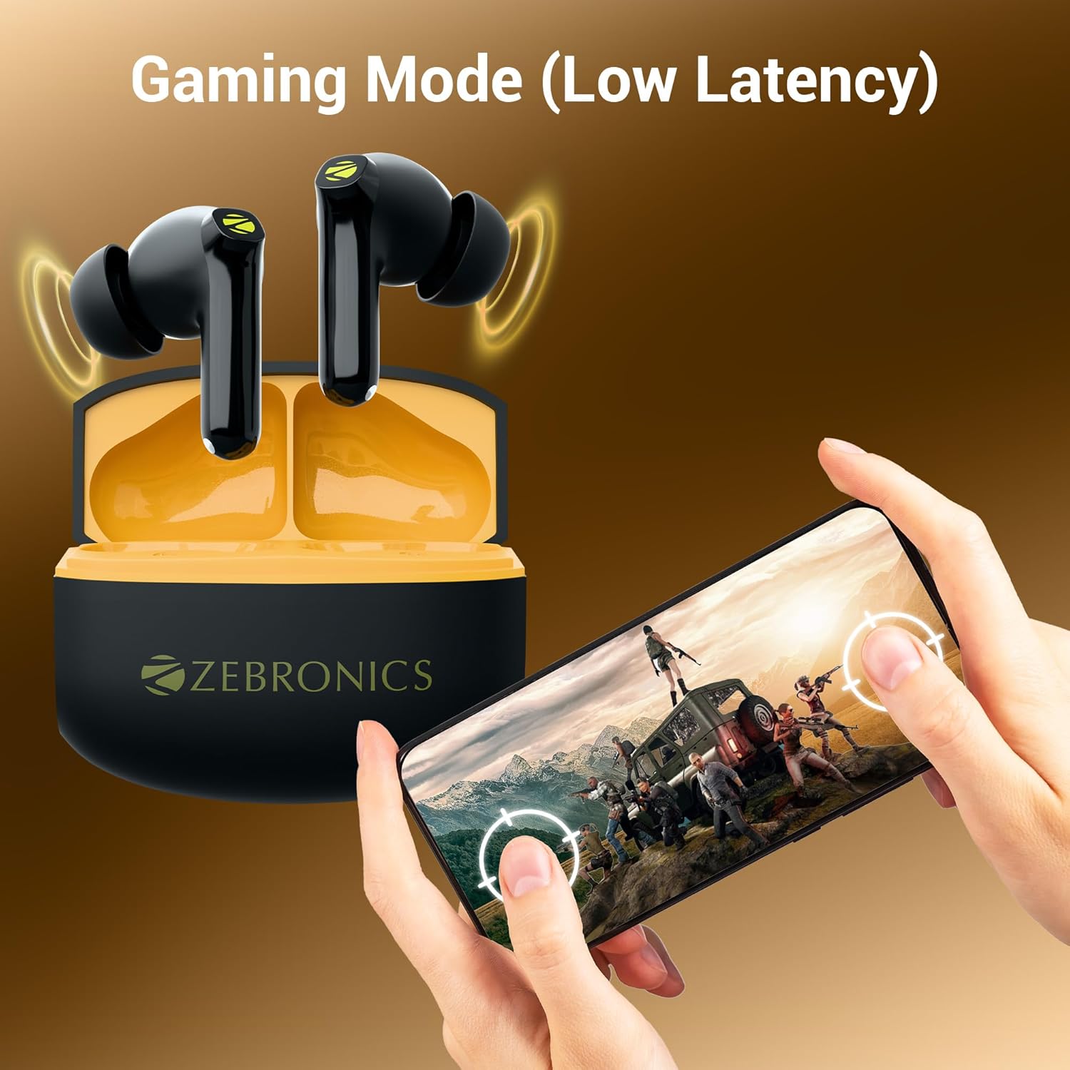 Zebronics Wireless Earbuds Zebronics PODS 141 in Ear Wireless Earbuds, Upto 35 Hrs Backup, Dual EQ, Quad MIC ENC, 10mm Bass Drivers, Rapid Charging, Bluetooth, Dual Pairing, Flash Connect, Low Latency Gaming