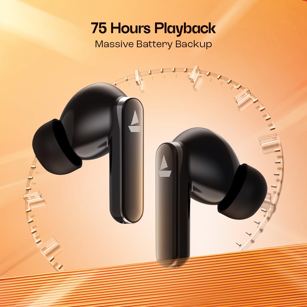 Wireless Earbuds boAt Airdopes 301, 75H Battery, 4Mics ENx, ASAP Charge,Low Latency, IPX5, Stream Ad Free Music via App Support, Bluetooth Earbuds, TWS Ear Buds Wireless Earphones 