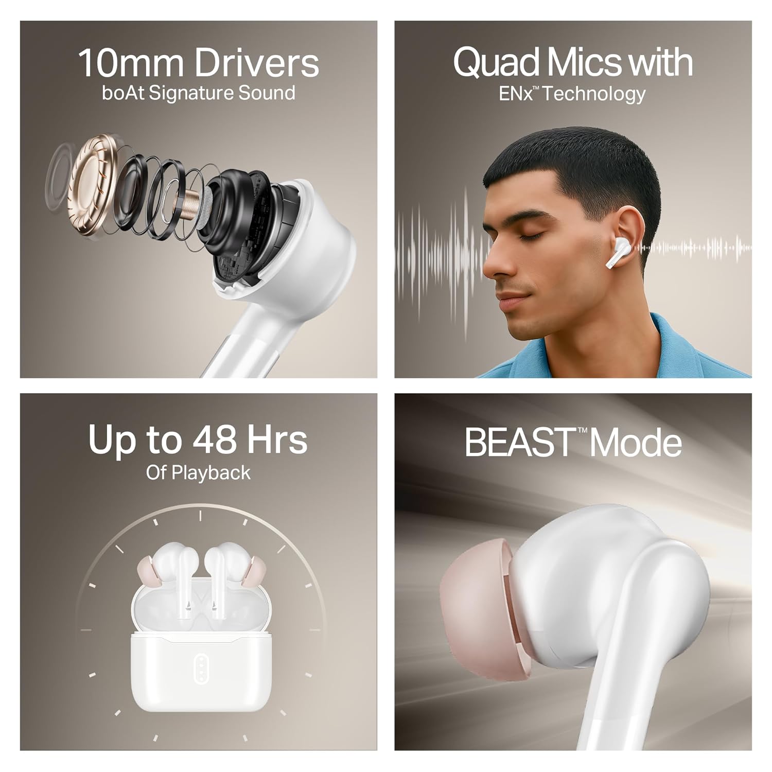 Wireless Earbud boAt Airdopes 141 Gen 2 (2025), 4 Mics ENx Tech, 48 Hrs Playback, Free Music Streaming, Fast Charge, Low Latency, IPX4, v5.4 Bluetooth Earbuds, TWS Ear Buds Wireless Earphones 