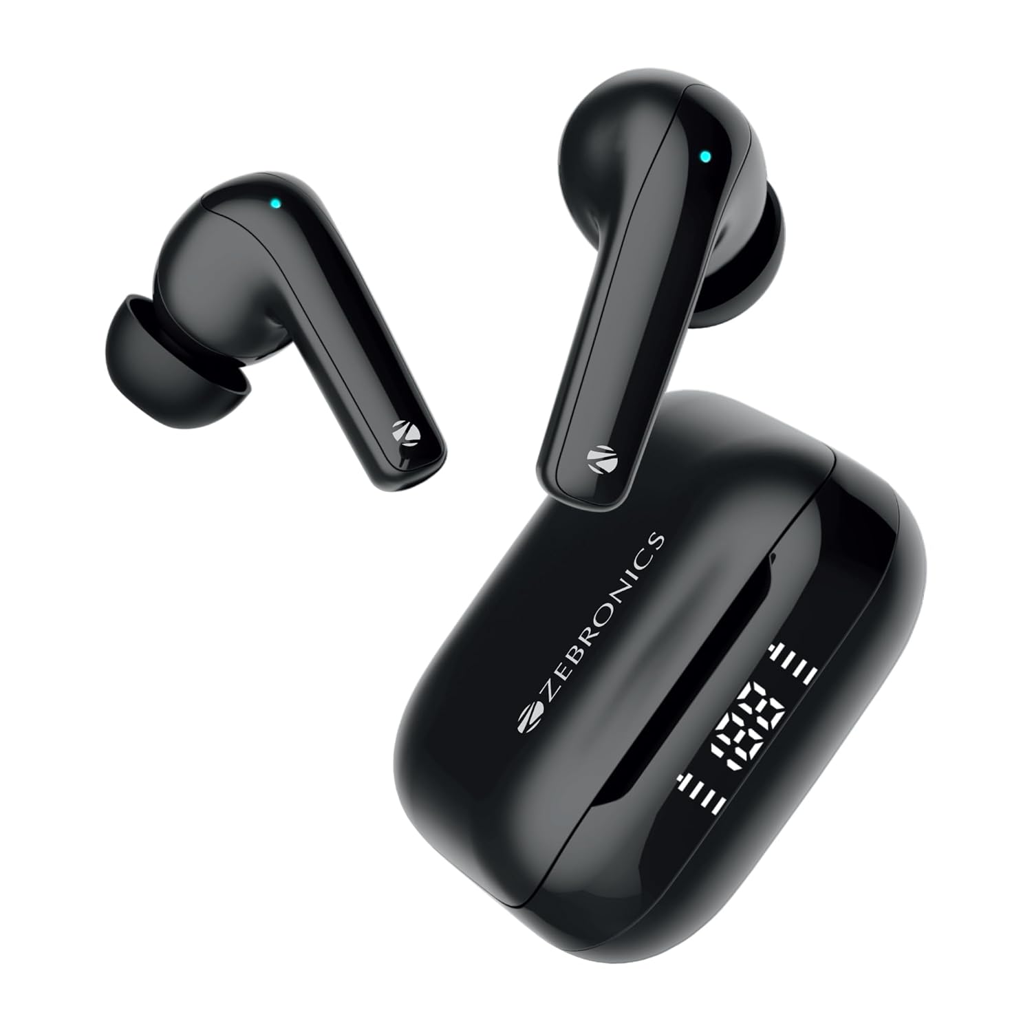 Wireless Earbuds with Charging Case ZEBRONICS PODS K2 in Ear Wireless Earbuds, Upto 40 Hrs Backup, Dual EQ, Quad MIC ENC, 10mm Bass Drivers, Fast Charging, Bluetooth, Flash Connect,40ms Low Latency Gaming, LED Battery Indicator 