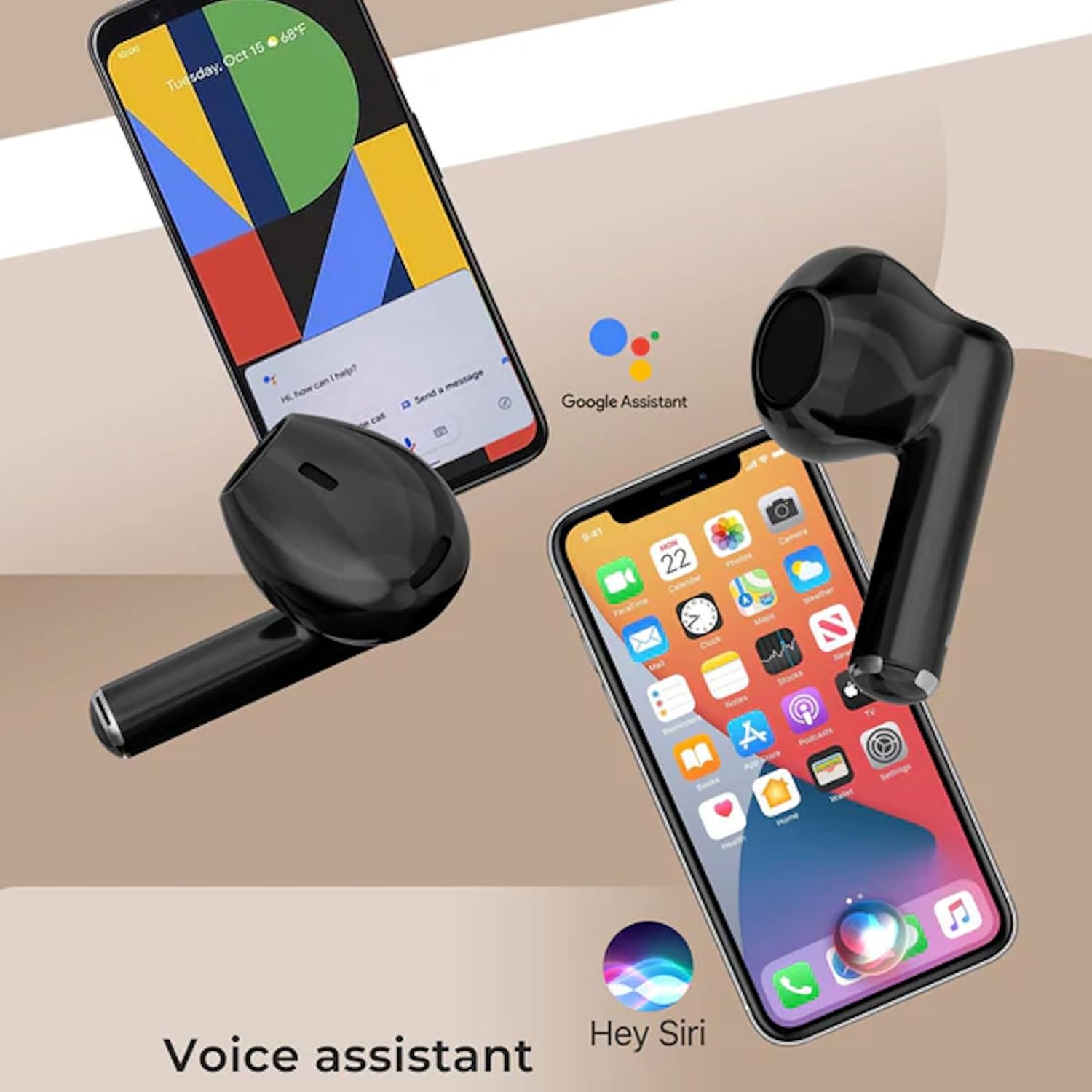 Wireless Bluetooth Earbuds ZEBRONICS Zeb Jiggle Wireless Stereo Sound 13MM Driver 30h Battery Life Black