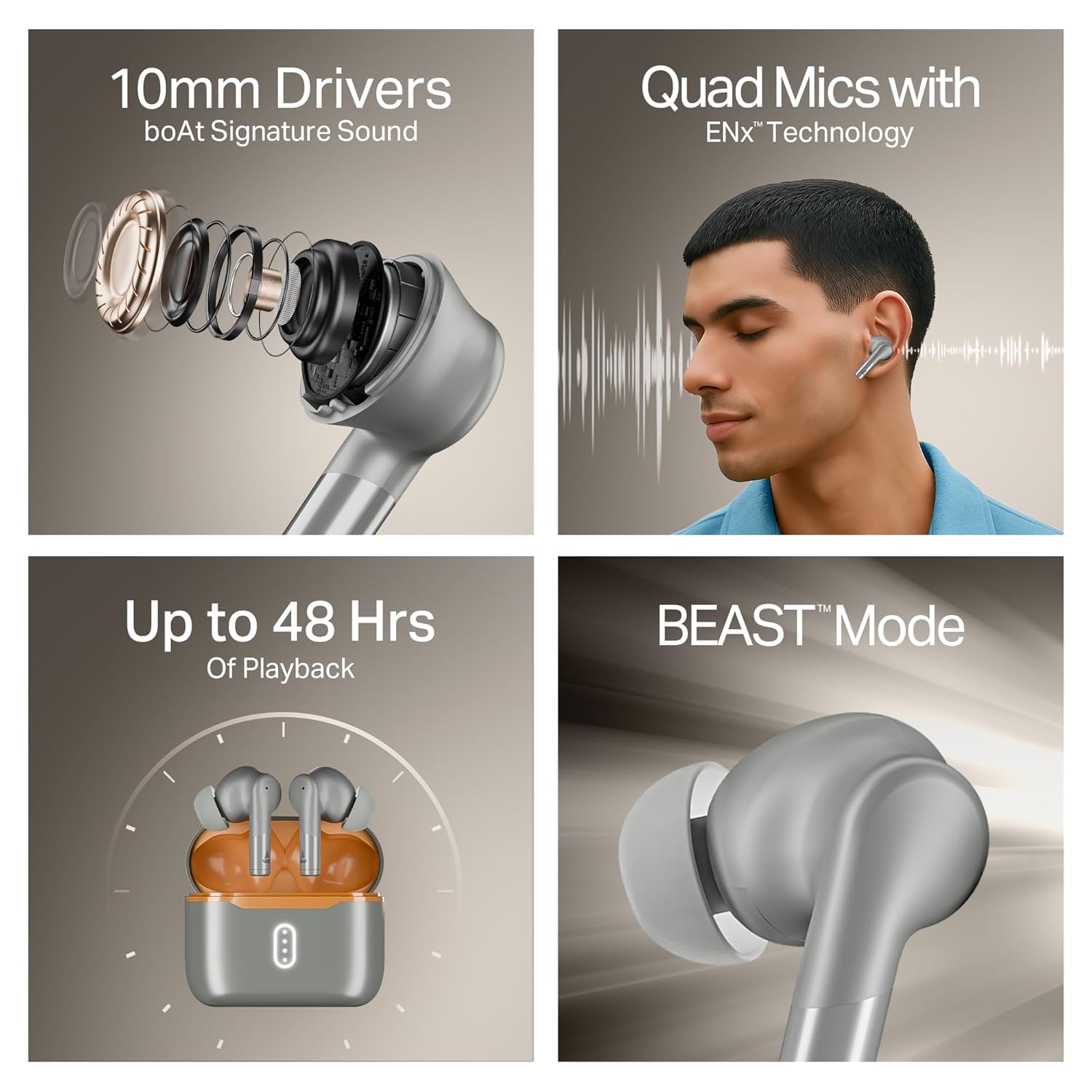 Wireless Earbud boAt Airdopes 141 Gen 2 (2025), 4 Mics ENx Tech, 48 Hrs Playback, Free Music Streaming, Fast Charge, Low Latency, IPX4, v5.4 Bluetooth Earbuds, TWS Ear Buds Wireless Earphones