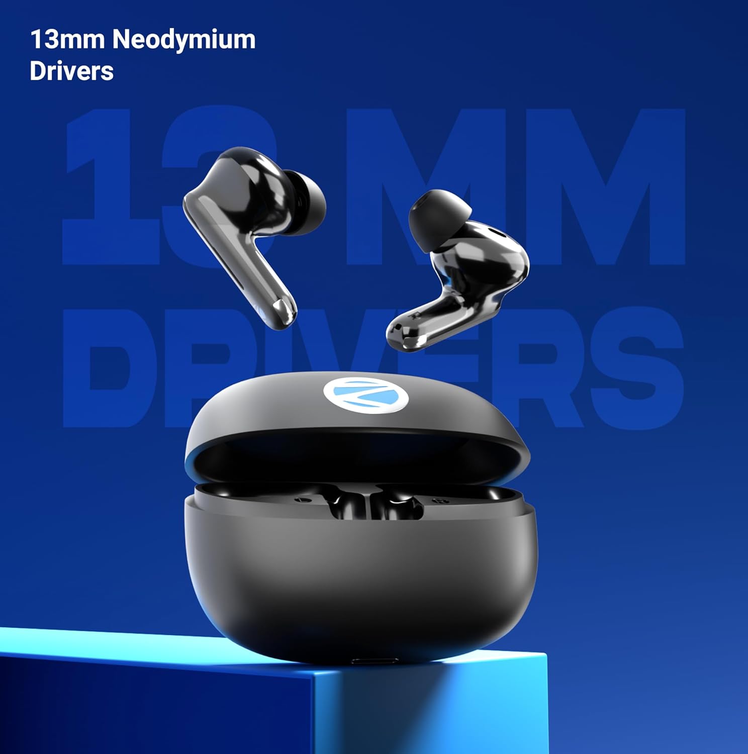 Wireless Earbuds with Voice Assistant Zebronics in-Ear Wireless Earbuds, 50dB Hybrid ANC, Upto 27 Hrs Backup, Transparency Mode, 13mm Neodymium Magnet Drivers, 3 EQ Modes, Low-Latency Gaming, Quad Mic, BT v6.0