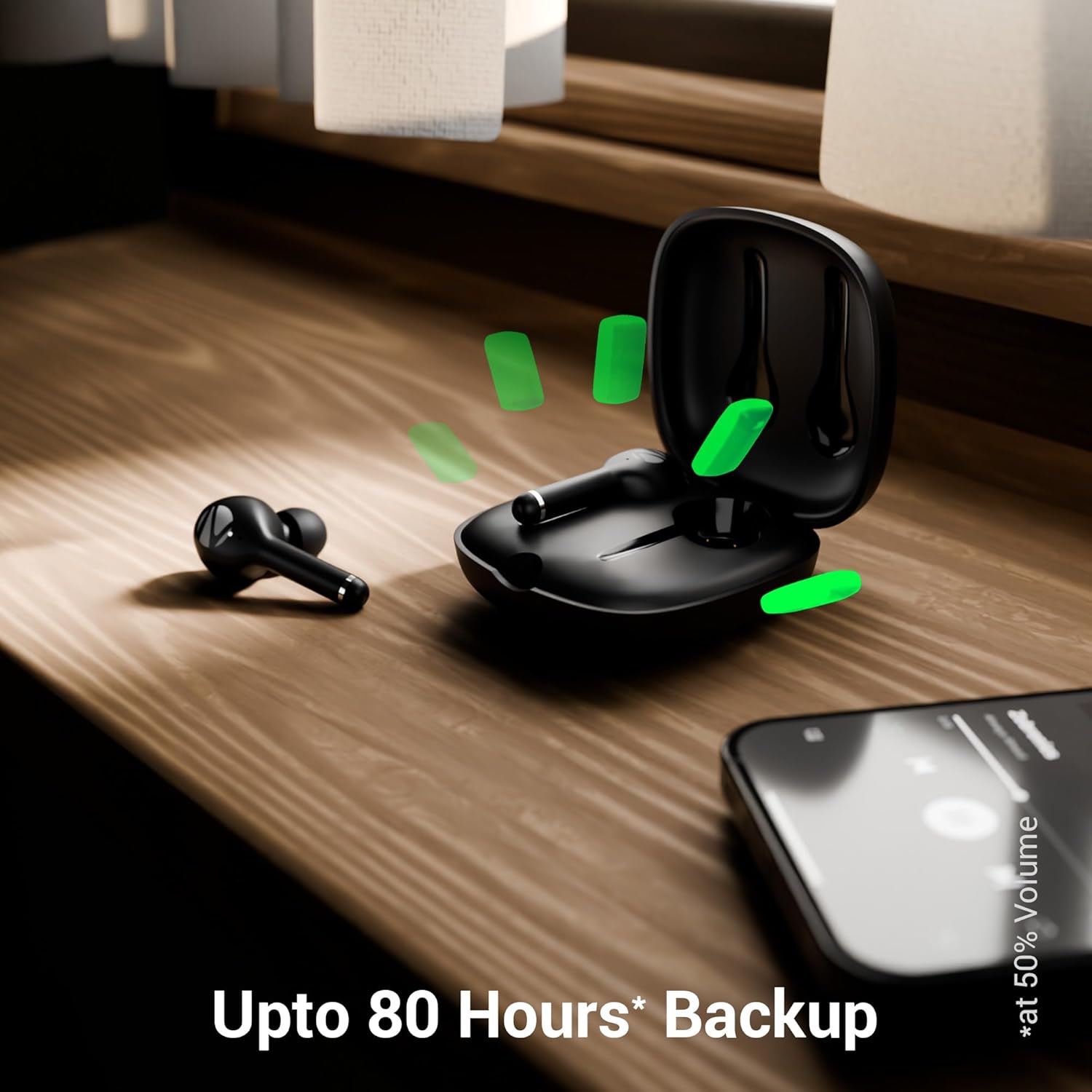 Wireless Earbuds ZEBRONICS Meteoroid in Ear Wireless Earbuds, Upto 80 Hours Backup, Bluetooth v5.4, Gaming Mode, ENC, Touch Control, Voice Assistant Support, Splash Proof Design