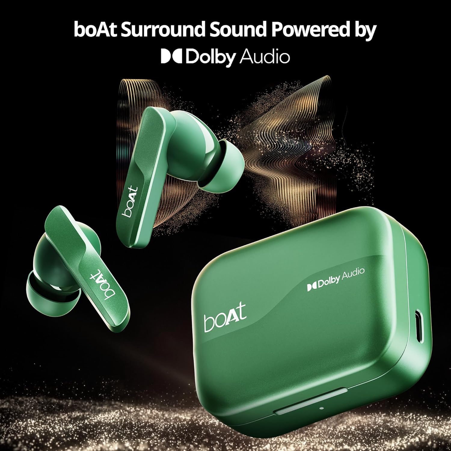 boAt Wireless Earbuds boAt Airdopes 800, Dolby Audio, Adaptive EQ by Mimi, 4Mics AI ENx, App Support, Fast Charge, IPX5, v5.3 Bluetooth TWS in Ear Earbuds Wireless Earphones
