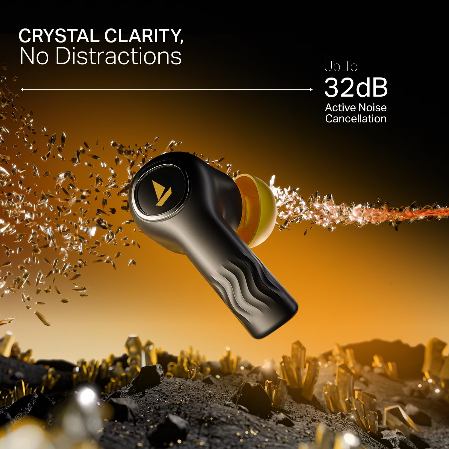 boAt Nirvana Crystl Earbuds boAt New Launch Nirvana Crystl, Transparent Case,Spatial Audio, ANC(~32dB), 100Hrs Battery,4Mics ENx, Dual Pair,App Support, Bluetooth Earbuds, TWS Ear Buds Wireless Earphones