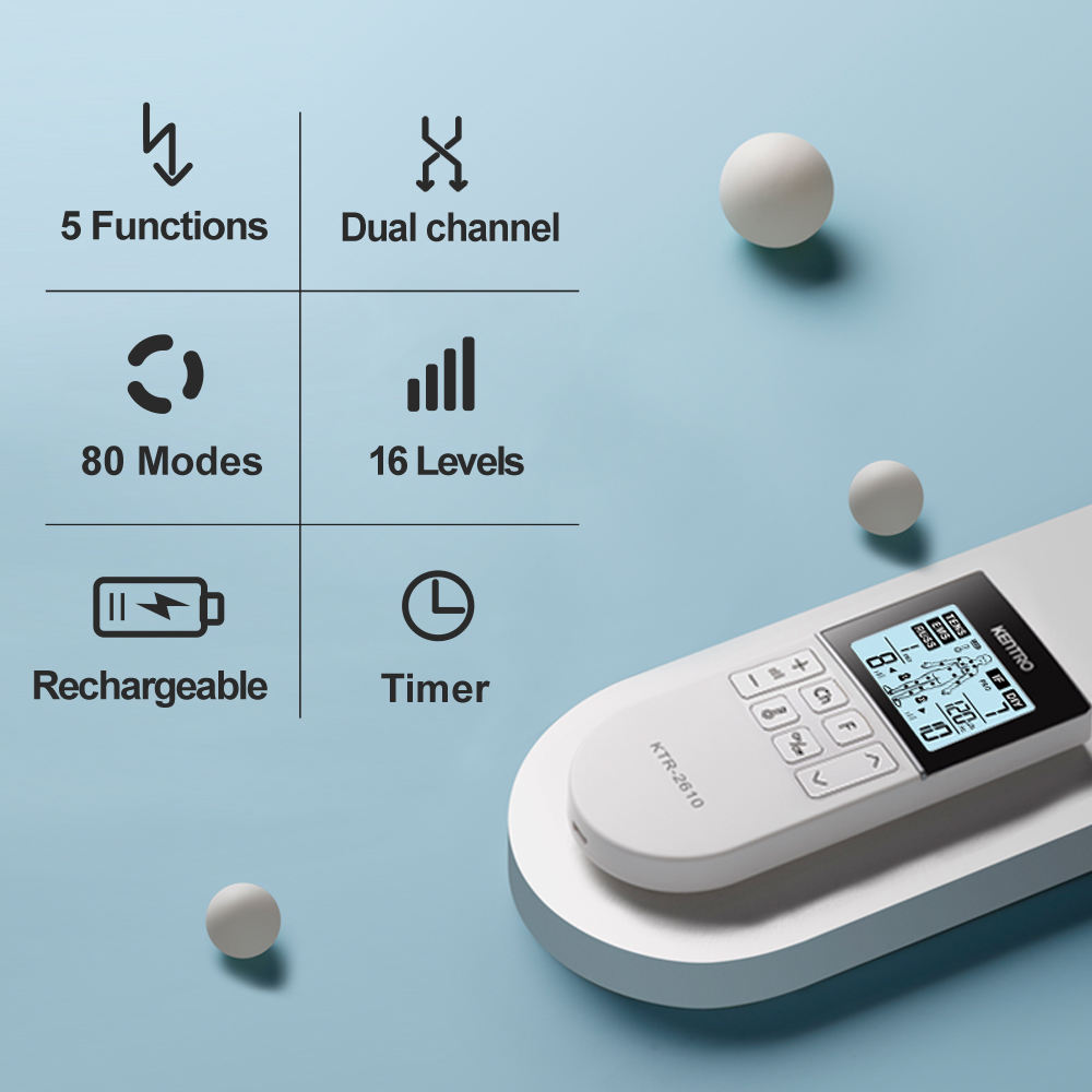  5 in 1 Style Back Pain Relief Dual Channel Tens Unit EMS Massager Muscle Stimulator