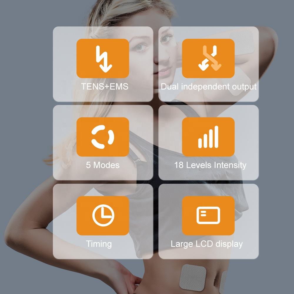 Dual Channel TENS EMS Unit 12 Modes Intensity Muscle Stimulator Pain Relief Mini Machine Pulse Massager