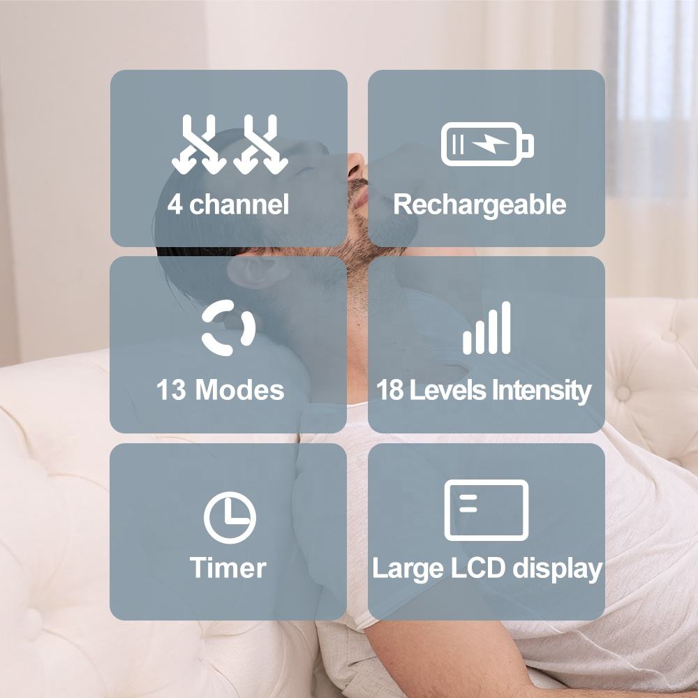 Electric TENS Digital Massager 4 Channel Tens Unit Muscle Stimulator Pulse Massager  for Pain Relief