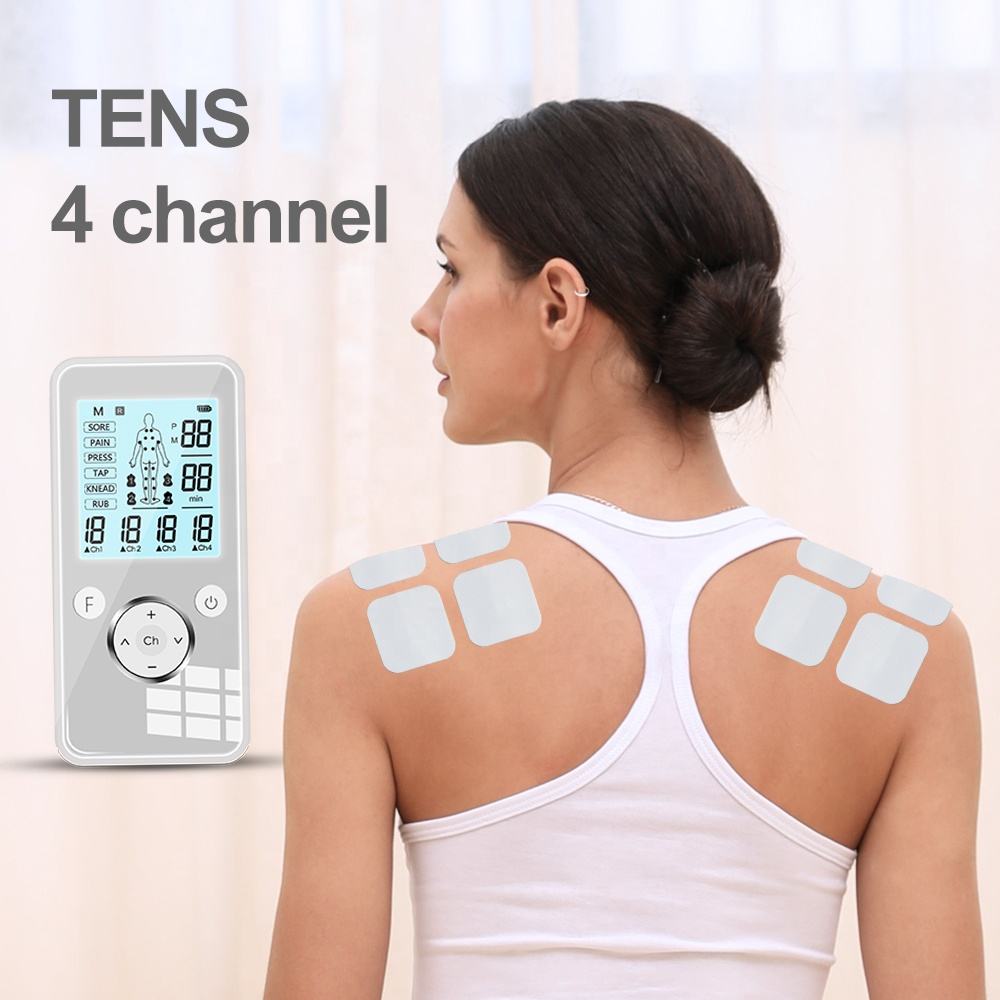 Electric TENS Digital Massager 4 Channel Tens Unit Muscle Stimulator Pulse Massager  for Pain Relief