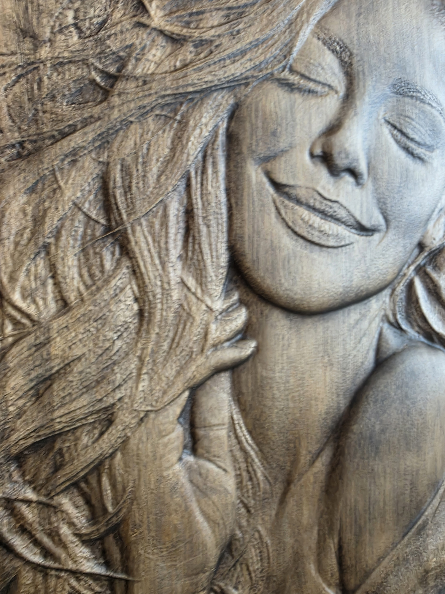 Gentle Smile - Wood Carving