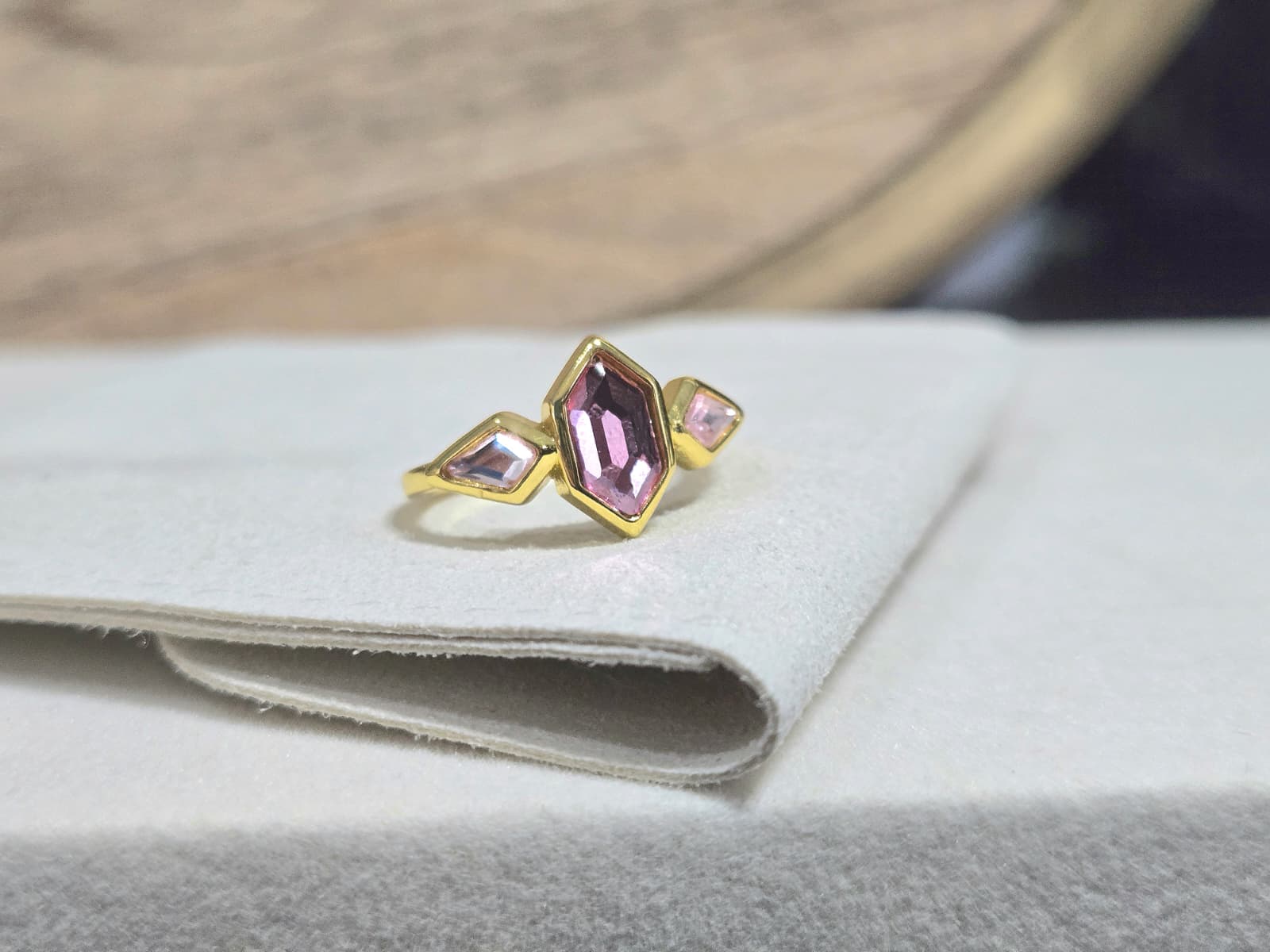 Geometric Purple Gemstone Ring