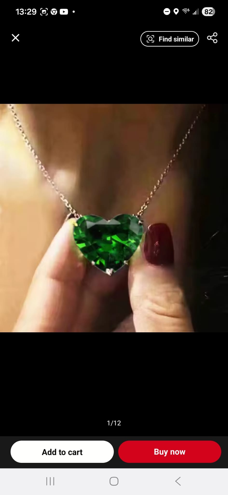 Heart-Shaped Green Crystal Necklace