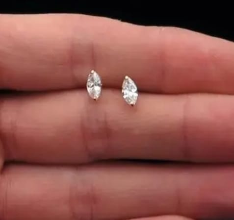 Marquise Zicorn Stud Earrings Gold Plated