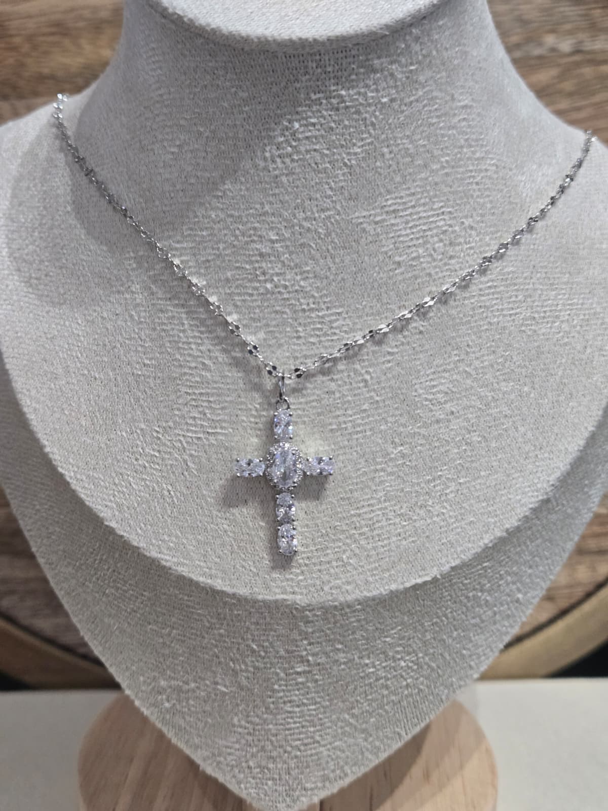 Silver Cross Gold Plated Pendant Zircon Necklace