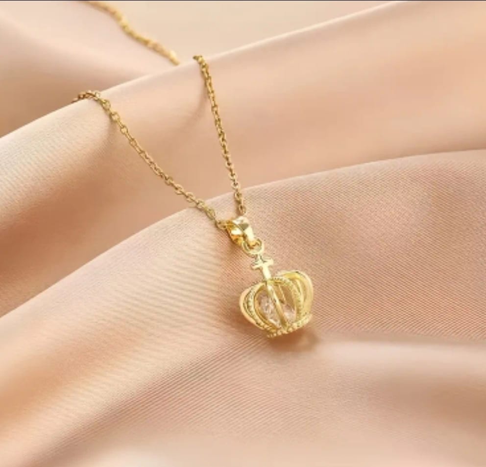 Gold Crown Pendant Necklace