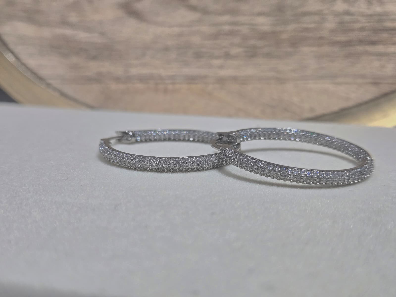 Silver Hoop Earrings Zircon