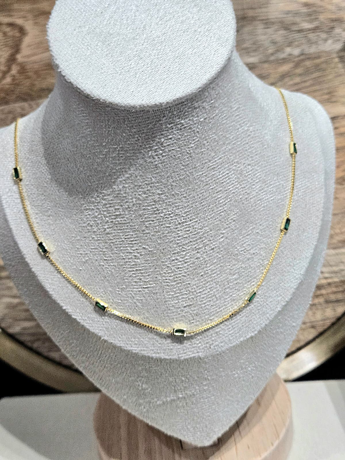 Elegant Gold Necklace with Green Accents