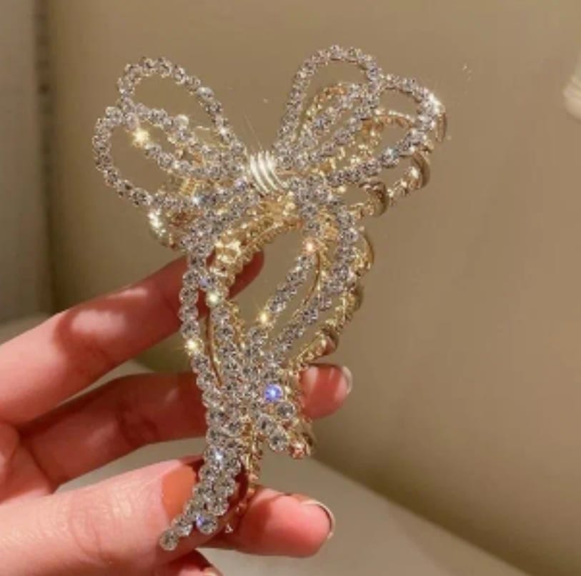 Rhinestone Bow Hair Clip