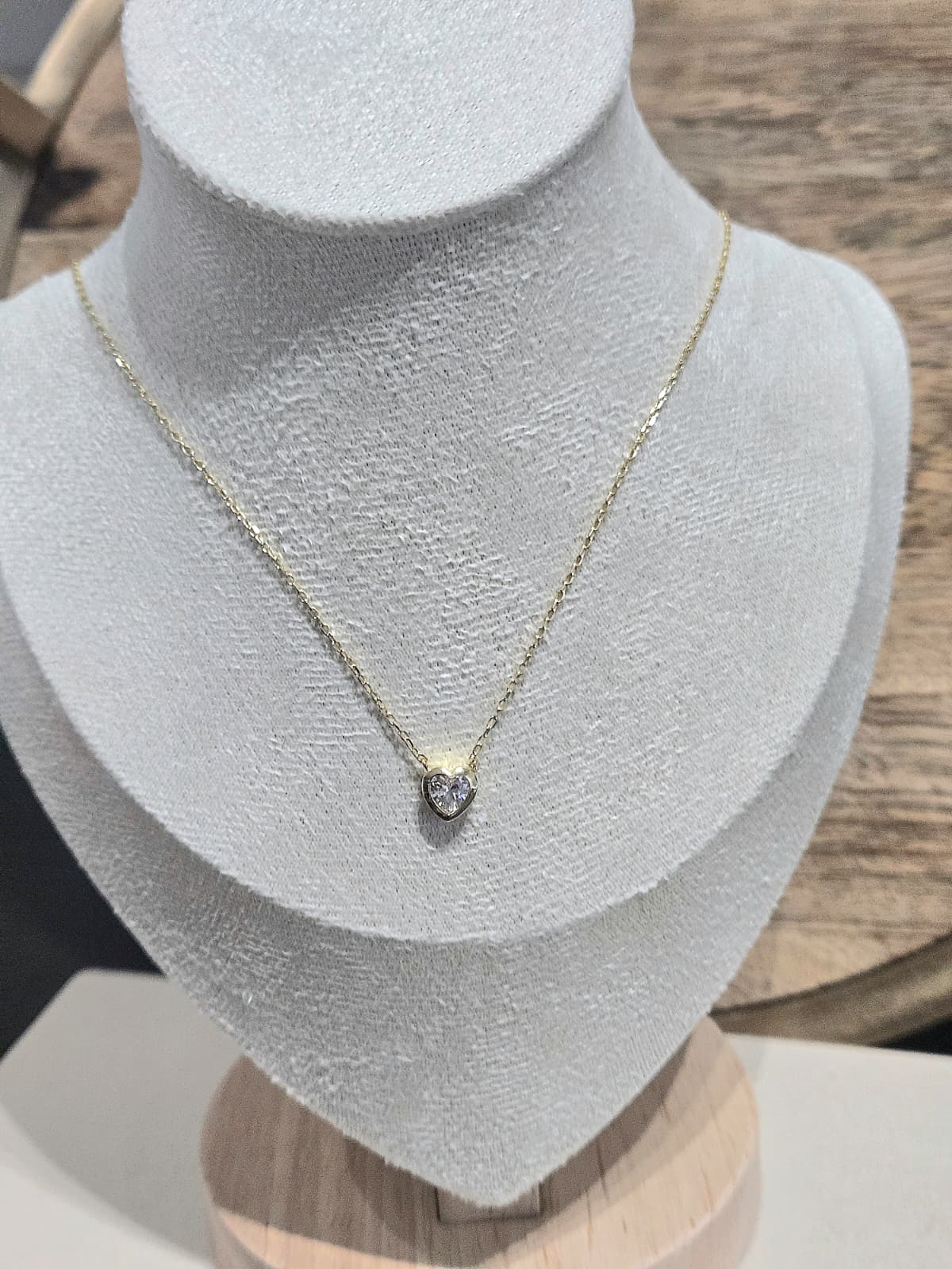 Heart Pendant Gold Plated Necklace Zircon