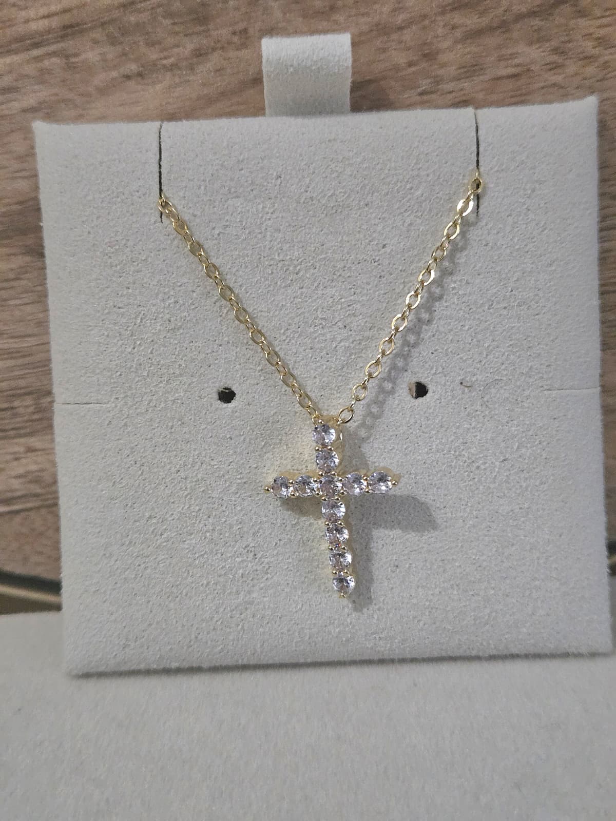 Gold Cross Pendant Necklace Zircon