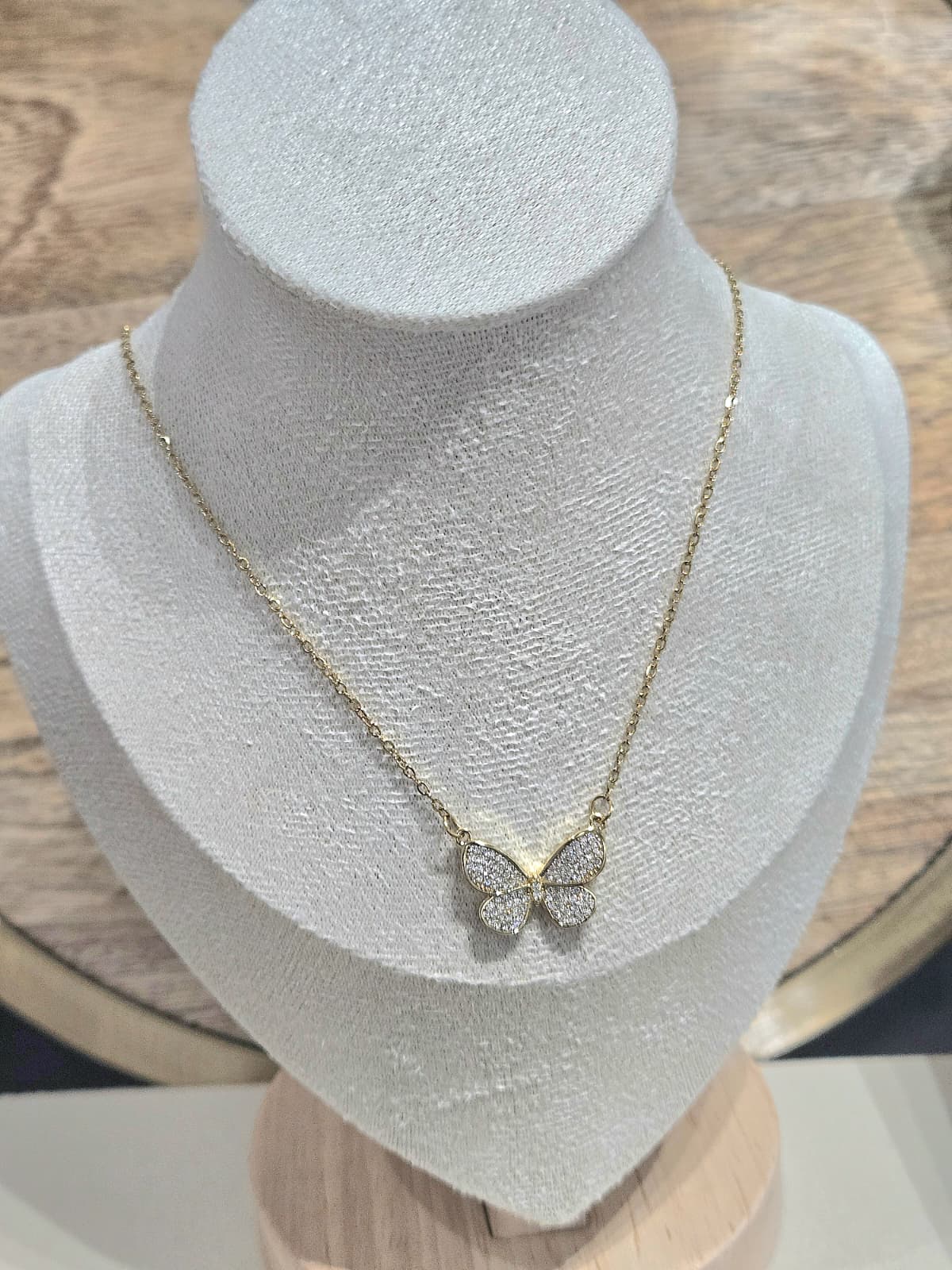 Butterfly Pendant Necklace Gold  