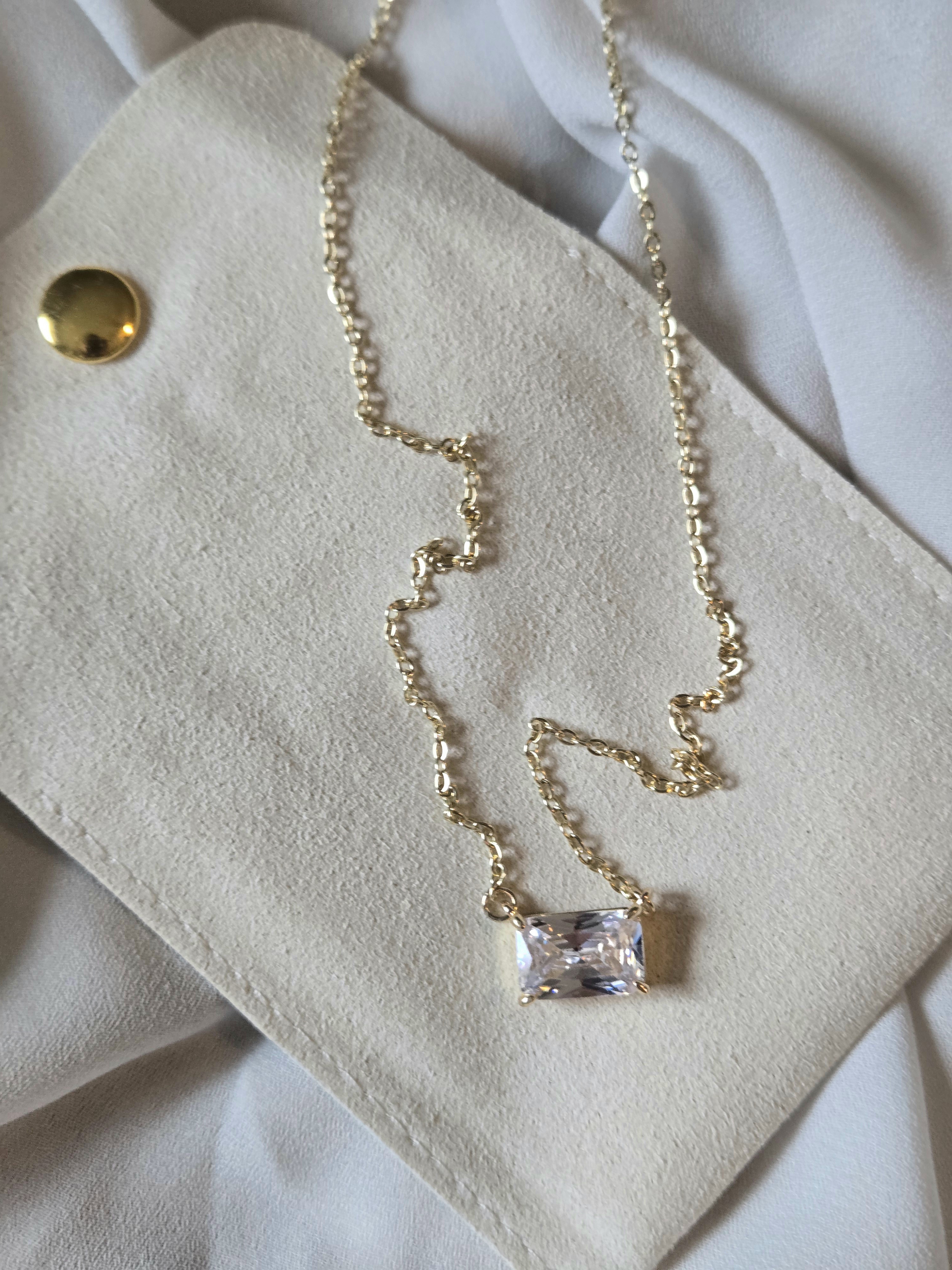 Emerald-Cut Zircon Pendant Necklace