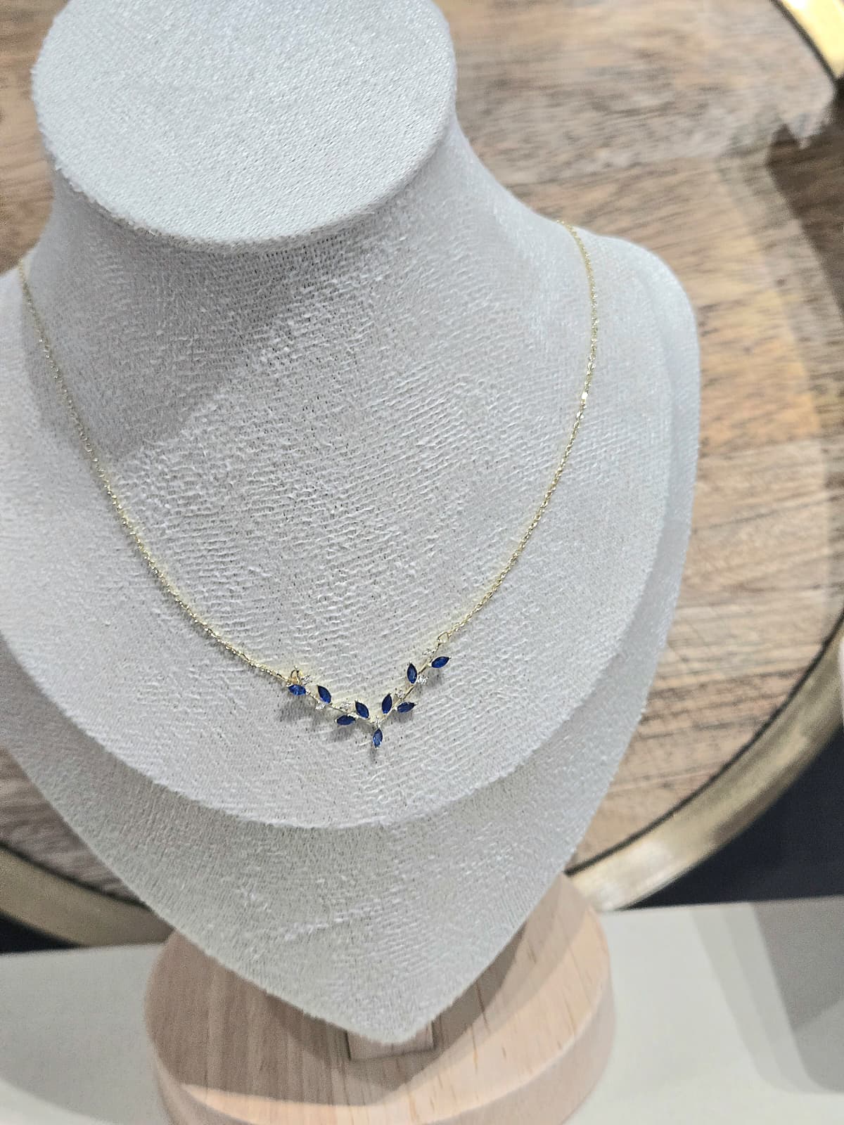 Elegant Blue Sapphire Zircon Necklace Gold plated 14k