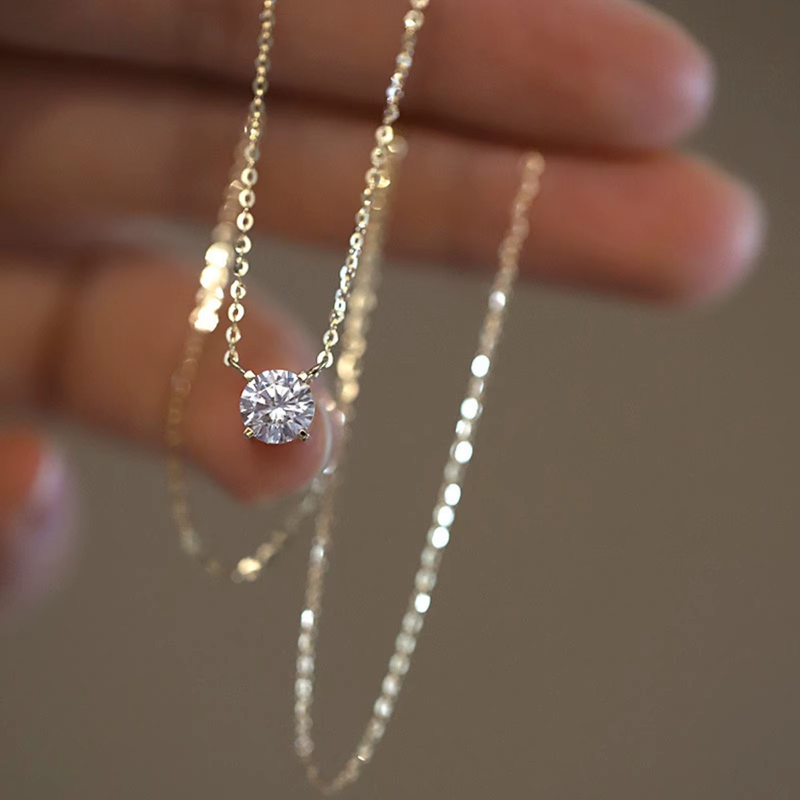 Necklace Versatile Single Sparkling Zircon 