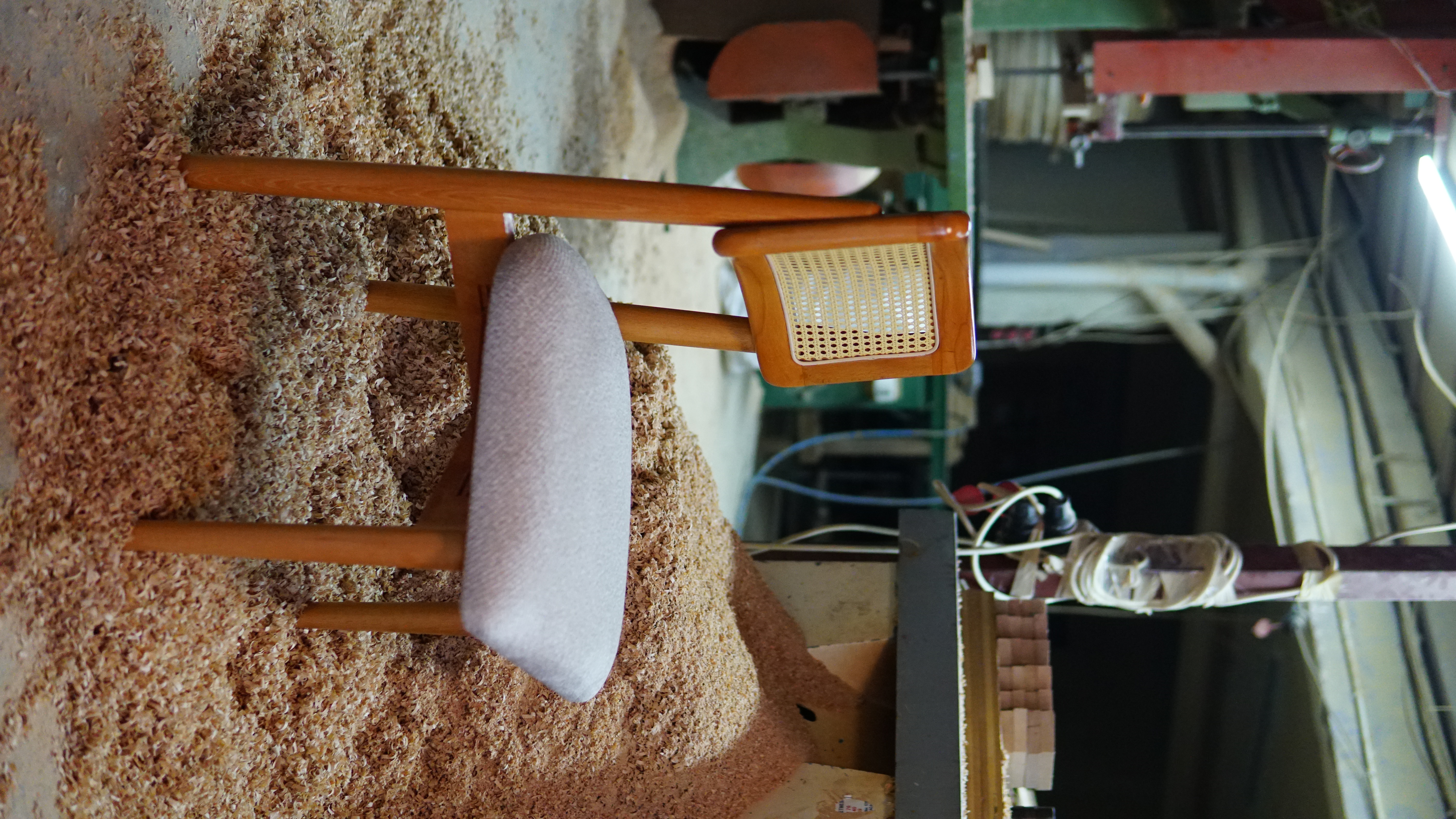 Wooden Chair with Woven Backrest