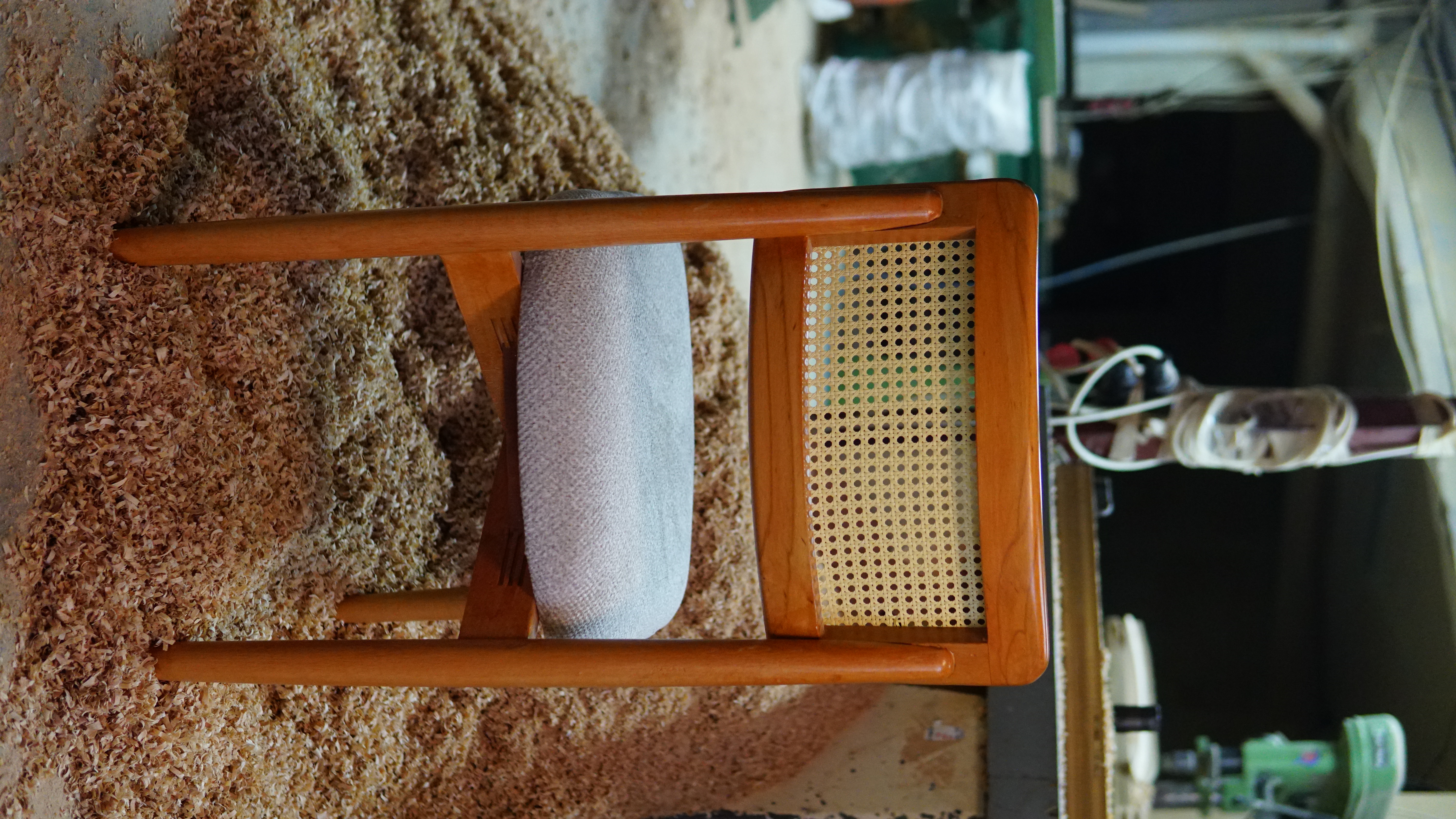 Wooden Chair with Woven Backrest