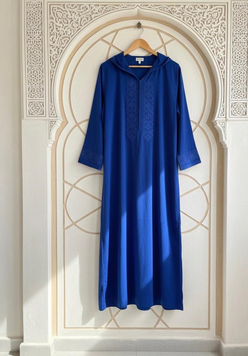 Dejellaba traditionnelle bleue