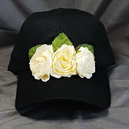 Black Cap With Pale Yellow Flowers