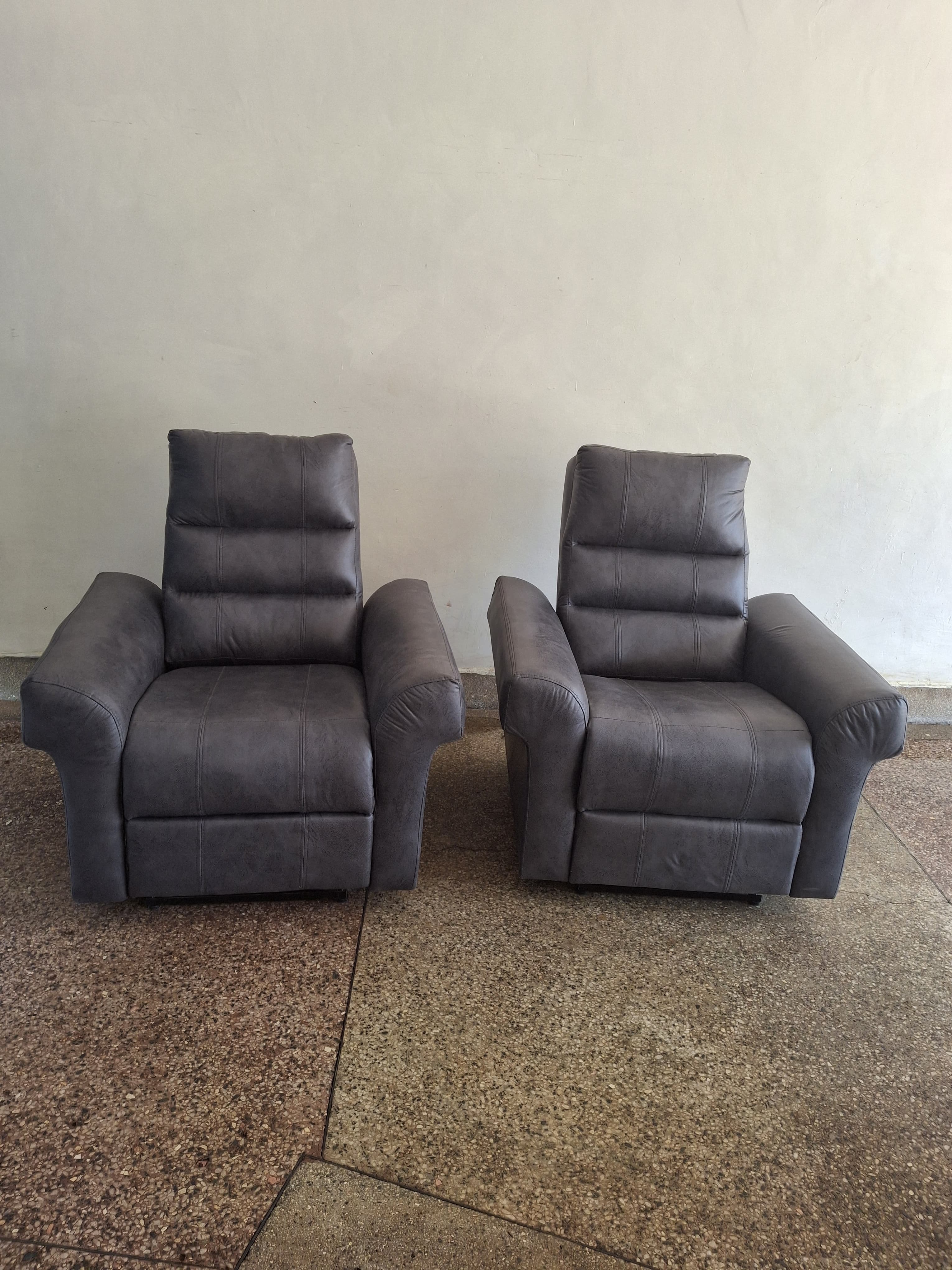 Pair of Gray Recliner Chairs