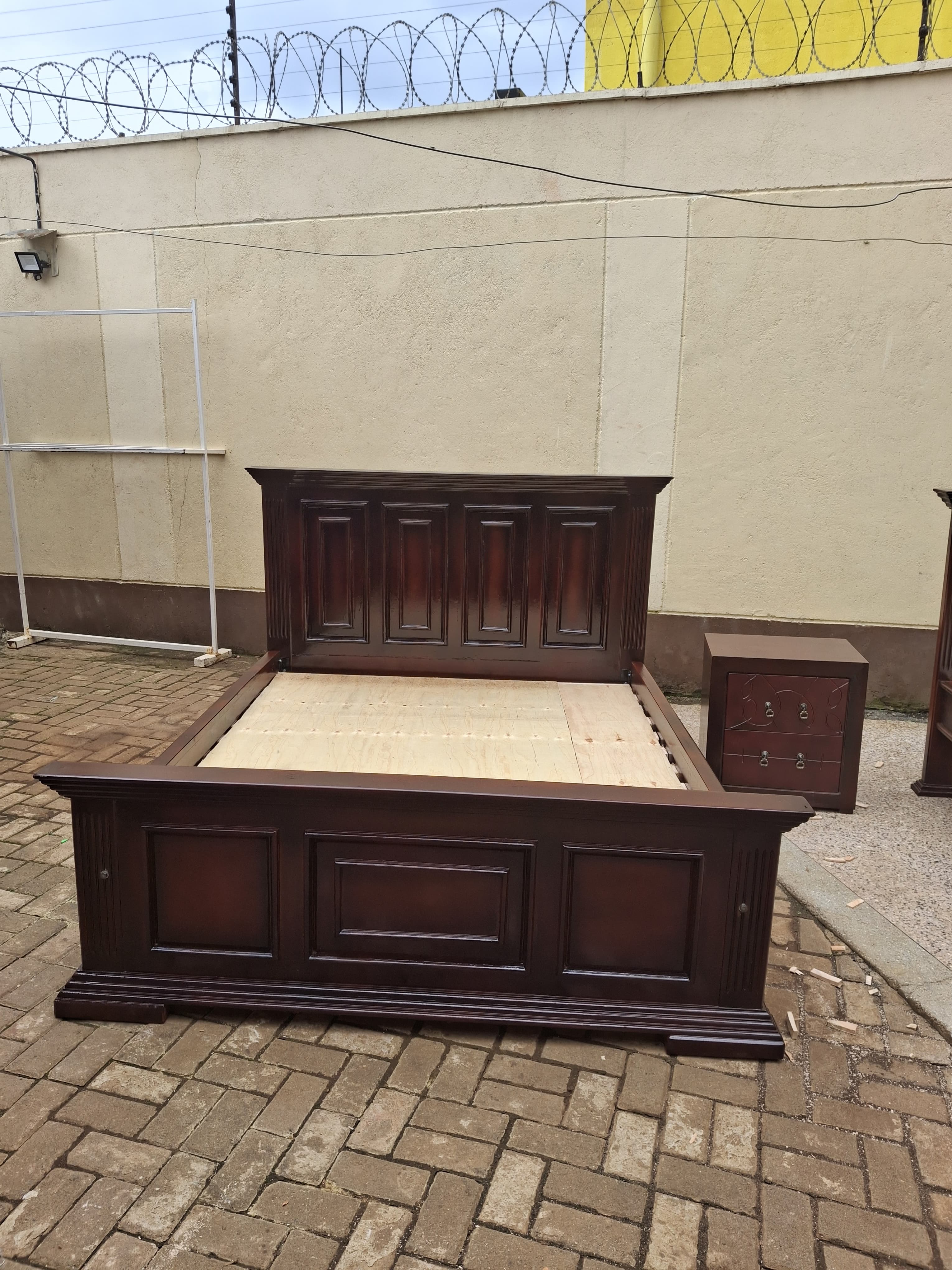 Wooden Bed Frame with Nightstand