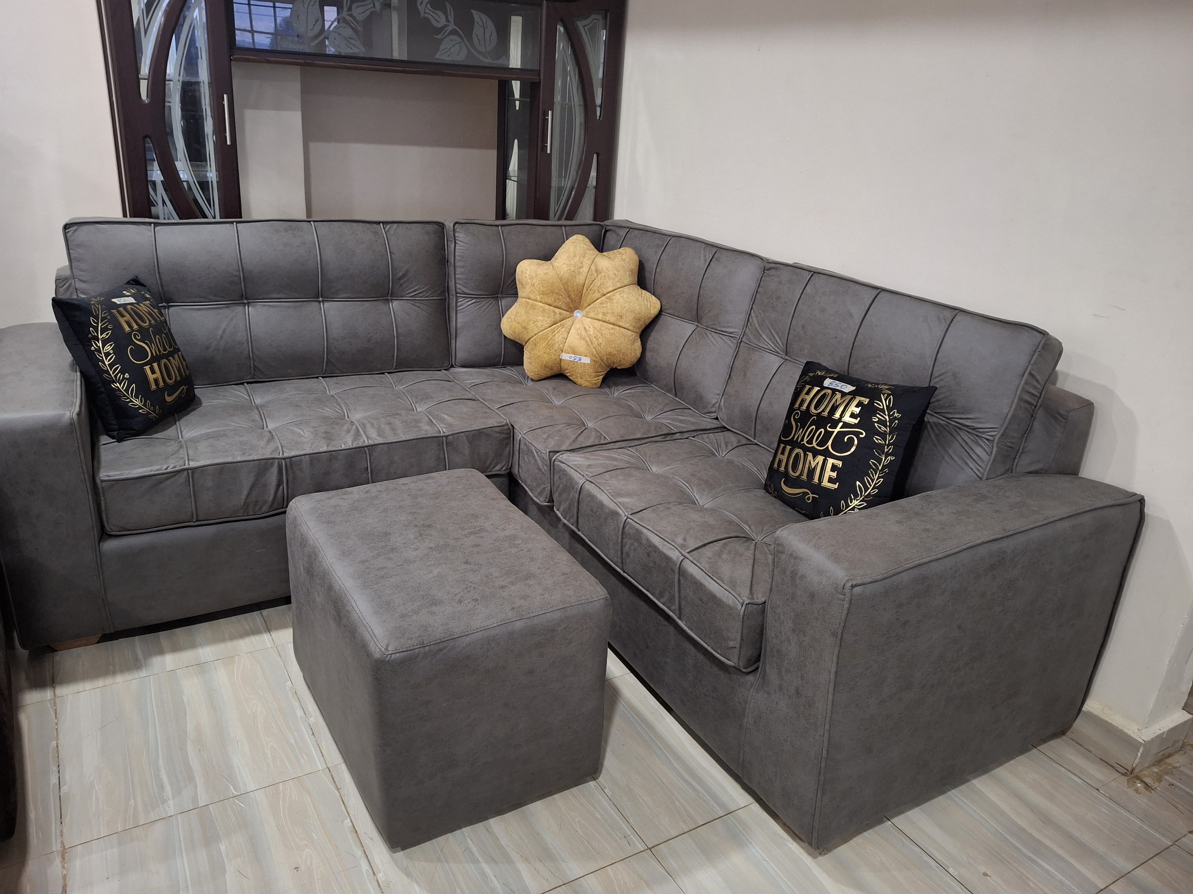 Modern Grey L-Shaped Sofa Set