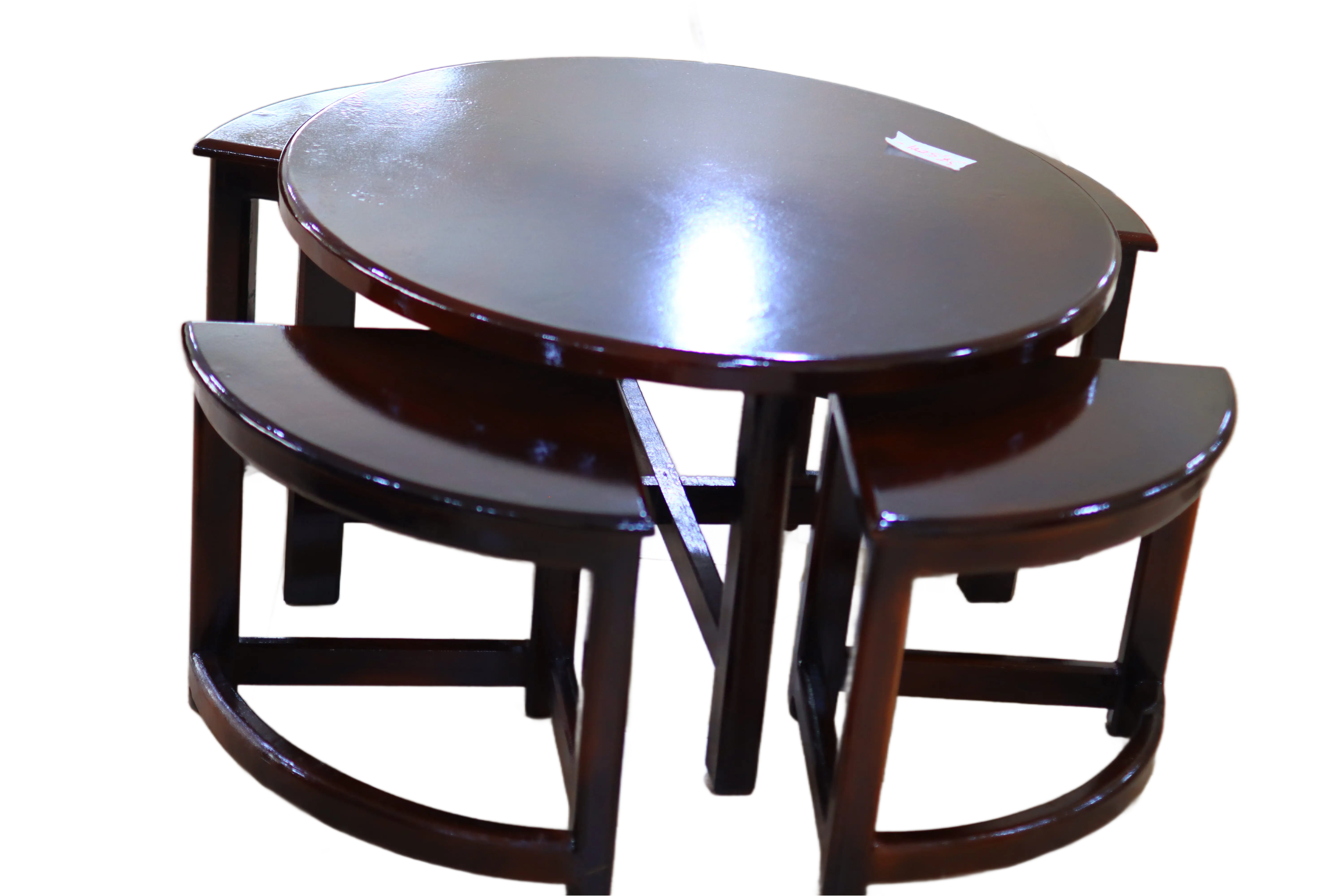 Round Wooden Coffee Table Set
