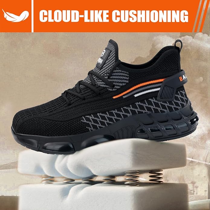 Steel Toe Shoes for Men Lightweight Work Shoes Construction Industrial Work Tennis Shoes Safety Shoes Comfortable Steel Toe Sneakers for Men Women
