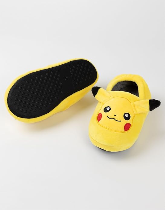 Pokemon Girls Slippers | Childrens Eevee OR Pikachu Character Face Slip-On Loafer | Kids Fur Lined House Shoes Game TV Show
