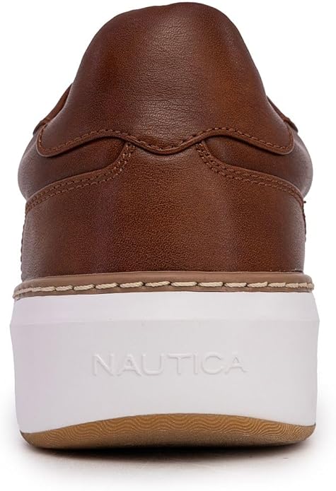 Nautica Men’s Casual Court Fashion Sneakers Classic Low-Top Lace-Up Shoes Comfortable Everyday Walking Style with Durable Outsole and Vegan Leather Upper