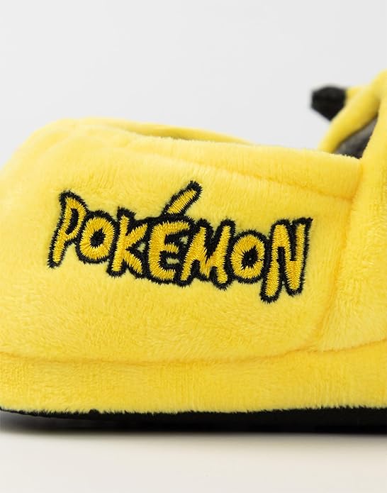 Pokemon Girls Slippers | Childrens Eevee OR Pikachu Character Face Slip-On Loafer | Kids Fur Lined House Shoes Game TV Show