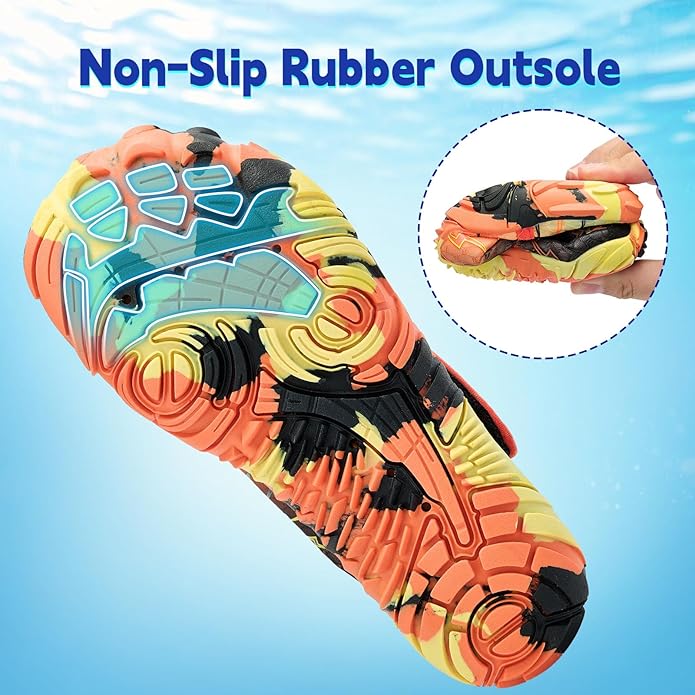 Kids Water Shoes Boys Girls - Wide Toe Box Quick Dry Barefoot Shoes Breathable Non Slip Aqua Athletic Sneakers for Swim Beach Pool Kayak Hiking Sand Walking Travel Essentials (Little Kid/Big Kid)