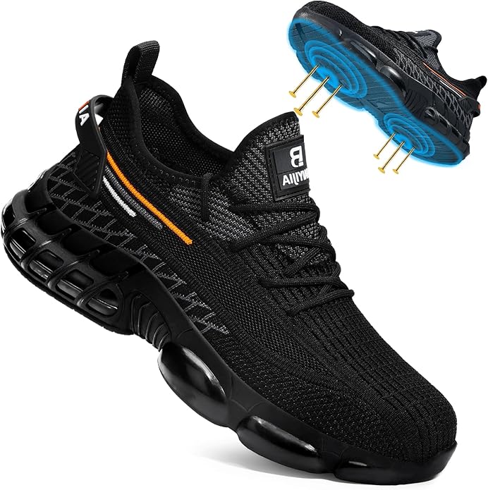 Steel Toe Shoes for Men Lightweight Work Shoes Construction Industrial Work Tennis Shoes Safety Shoes Comfortable Steel Toe Sneakers for Men Women