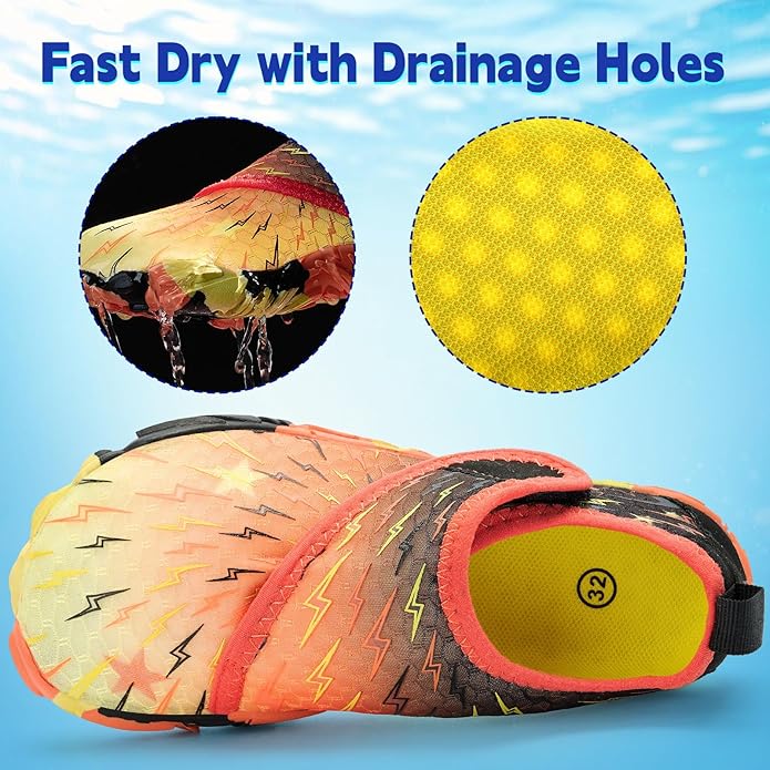 Kids Water Shoes Boys Girls - Wide Toe Box Quick Dry Barefoot Shoes Breathable Non Slip Aqua Athletic Sneakers for Swim Beach Pool Kayak Hiking Sand Walking Travel Essentials (Little Kid/Big Kid)