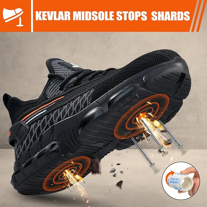 Steel Toe Shoes for Men Lightweight Work Shoes Construction Industrial Work Tennis Shoes Safety Shoes Comfortable Steel Toe Sneakers for Men Women